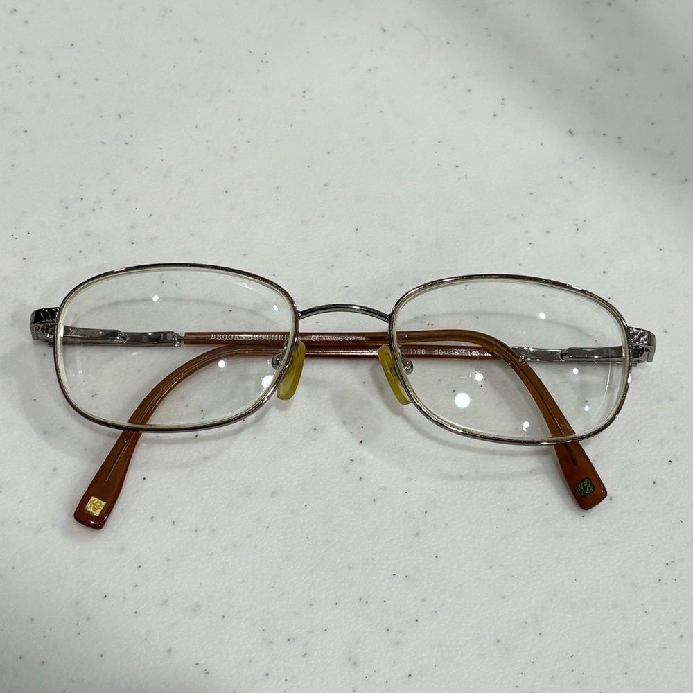 Brooks Brothers Silver and Brown Glasses BB 363 1196 ~ 50-19-140